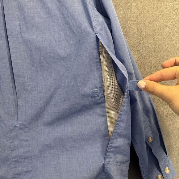 Exofficio Insect Shield Button Up Shirt Mens Size M Blue Hiking Fishing Camping - Picture 9 of 12